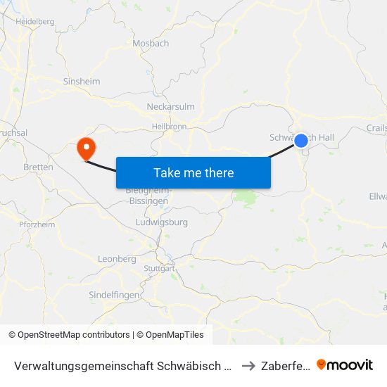 Verwaltungsgemeinschaft Schwäbisch Hall to Zaberfeld map