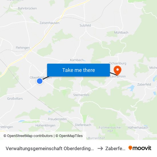 Verwaltungsgemeinschaft Oberderdingen to Zaberfeld map