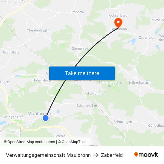 Verwaltungsgemeinschaft Maulbronn to Zaberfeld map