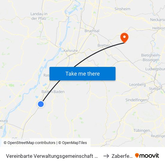 Vereinbarte Verwaltungsgemeinschaft Bühl to Zaberfeld map