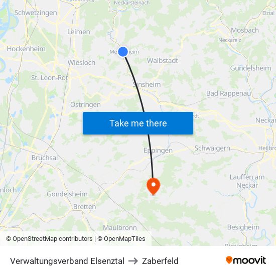 Verwaltungsverband Elsenztal to Zaberfeld map