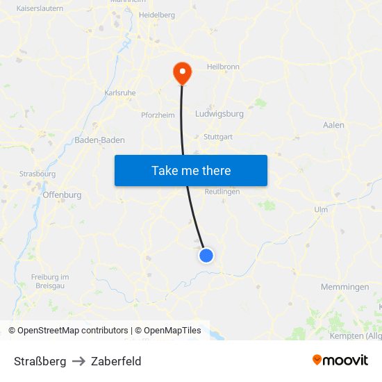 Straßberg to Zaberfeld map