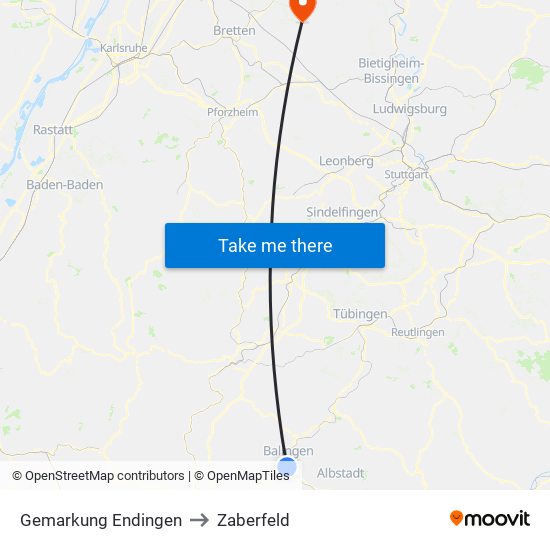 Gemarkung Endingen to Zaberfeld map