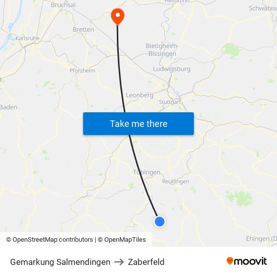 Gemarkung Salmendingen to Zaberfeld map