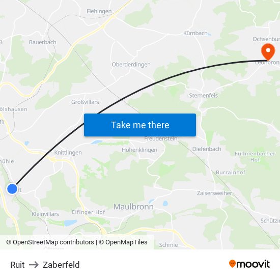 Ruit to Zaberfeld map