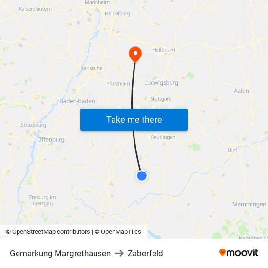 Gemarkung Margrethausen to Zaberfeld map
