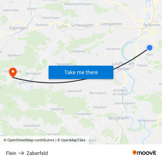 Flein to Zaberfeld map