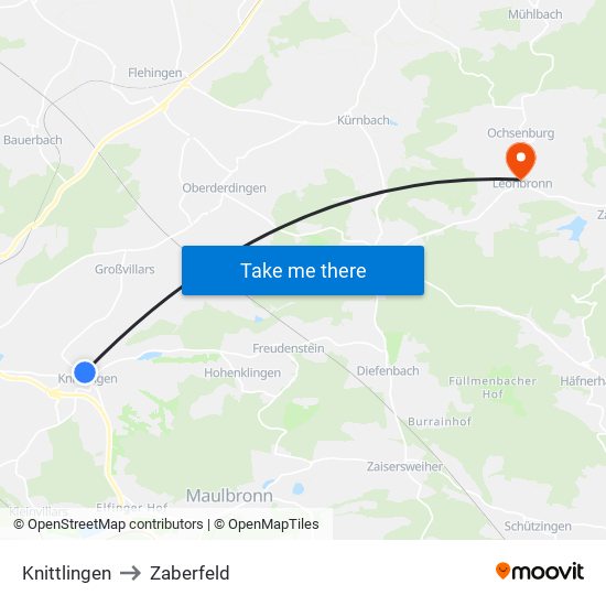Knittlingen to Zaberfeld map