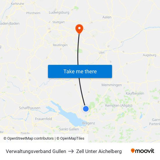 Verwaltungsverband Gullen to Zell Unter Aichelberg map