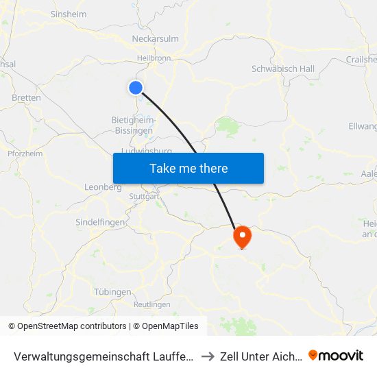 Verwaltungsgemeinschaft Lauffen am Neckar to Zell Unter Aichelberg map