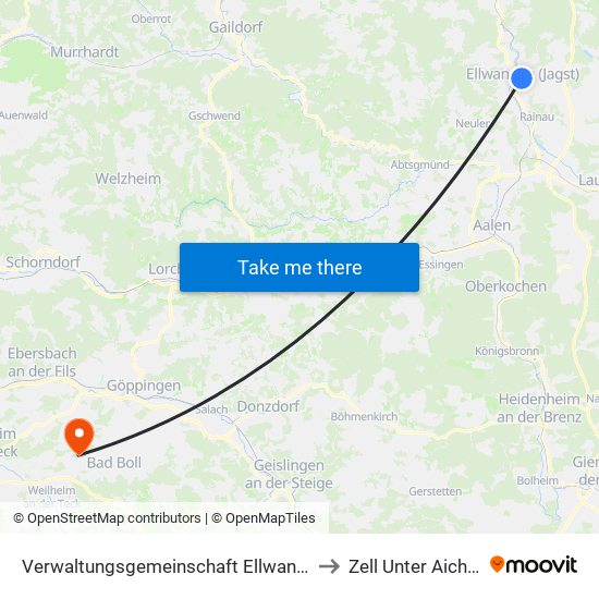 Verwaltungsgemeinschaft Ellwangen (Jagst) to Zell Unter Aichelberg map