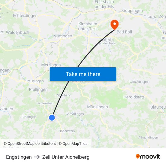 Engstingen to Zell Unter Aichelberg map