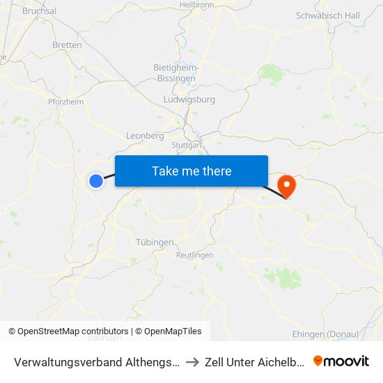 Verwaltungsverband Althengstett to Zell Unter Aichelberg map