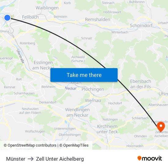Münster to Zell Unter Aichelberg map