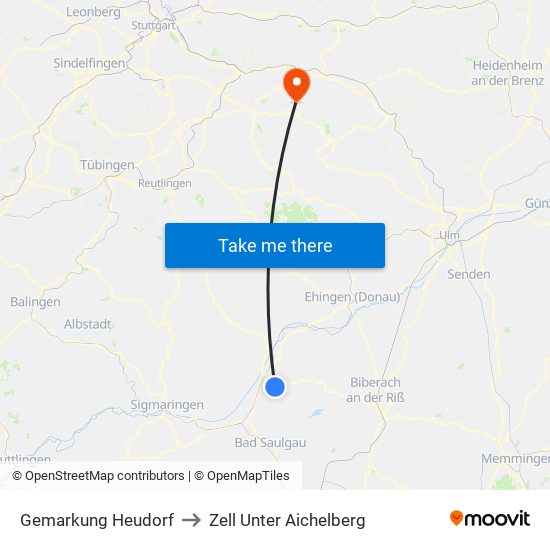 Gemarkung Heudorf to Zell Unter Aichelberg map