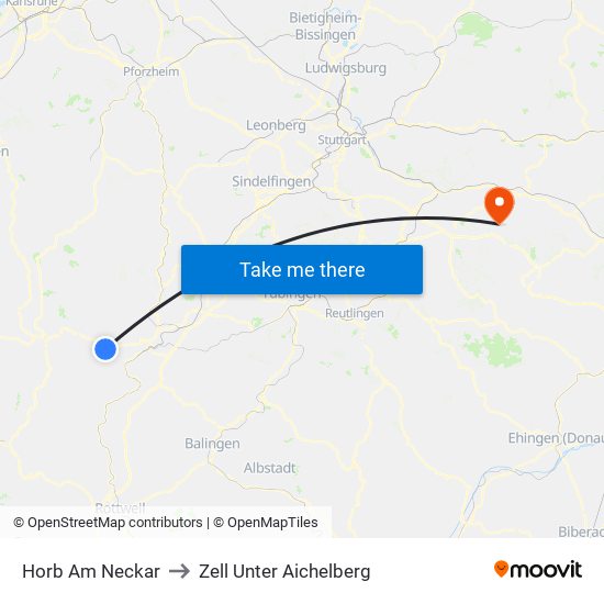 Horb Am Neckar to Zell Unter Aichelberg map