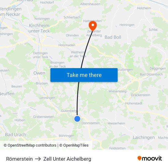 Römerstein to Zell Unter Aichelberg map