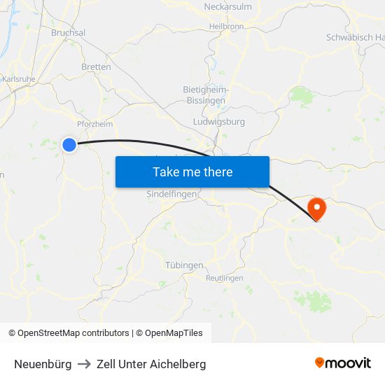Neuenbürg to Zell Unter Aichelberg map