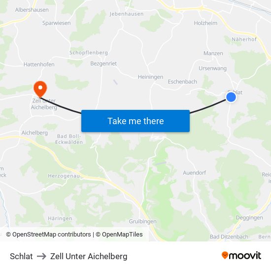 Schlat to Zell Unter Aichelberg map