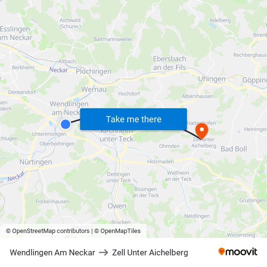 Wendlingen Am Neckar to Zell Unter Aichelberg map