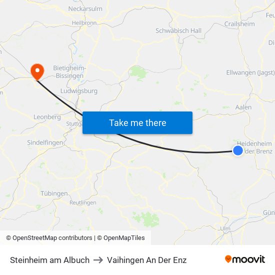 Steinheim am Albuch to Vaihingen An Der Enz map