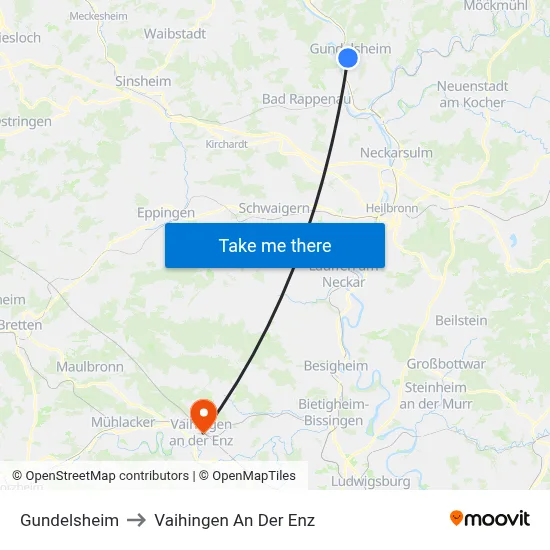 Gundelsheim to Vaihingen An Der Enz map
