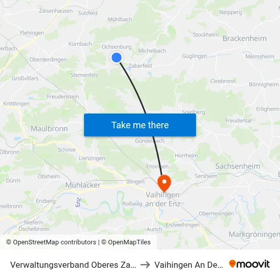 Verwaltungsverband Oberes Zabergäu to Vaihingen An Der Enz map