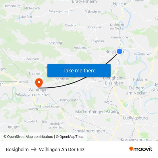 Besigheim to Vaihingen An Der Enz map