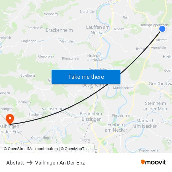Abstatt to Vaihingen An Der Enz map