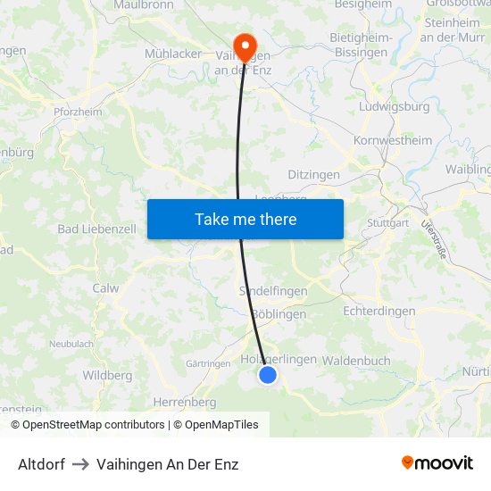 Altdorf to Vaihingen An Der Enz map