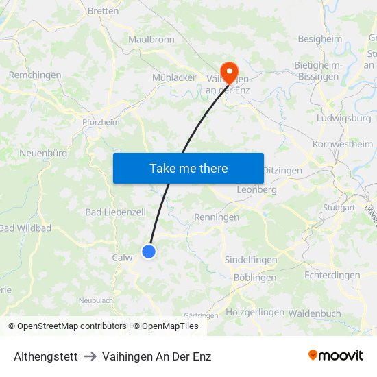 Althengstett to Vaihingen An Der Enz map