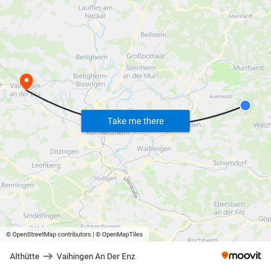 Althütte to Vaihingen An Der Enz map
