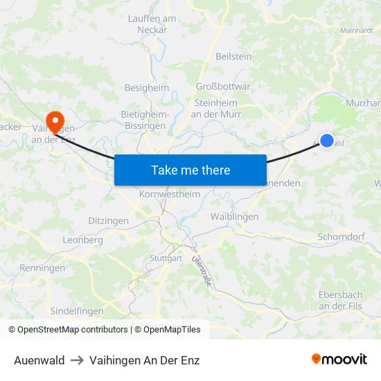 Auenwald to Vaihingen An Der Enz map