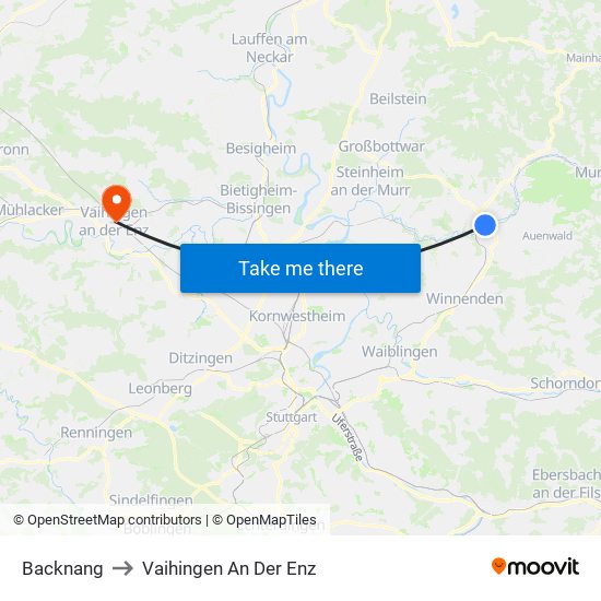 Backnang to Vaihingen An Der Enz map