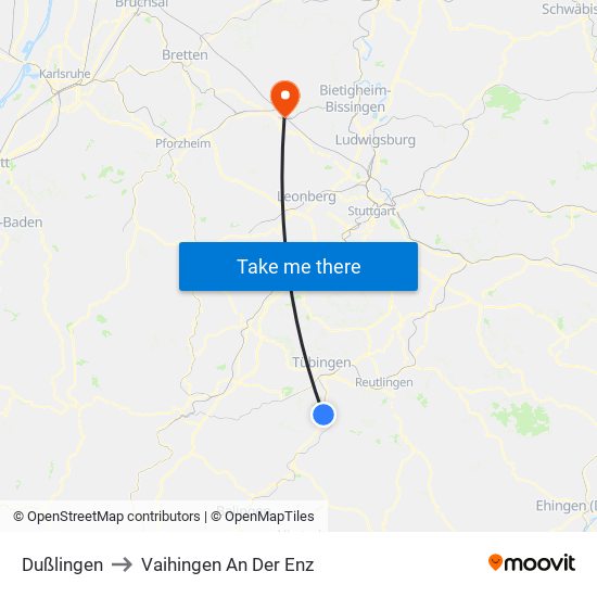 Dußlingen to Vaihingen An Der Enz map