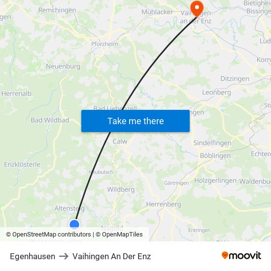 Egenhausen to Vaihingen An Der Enz map