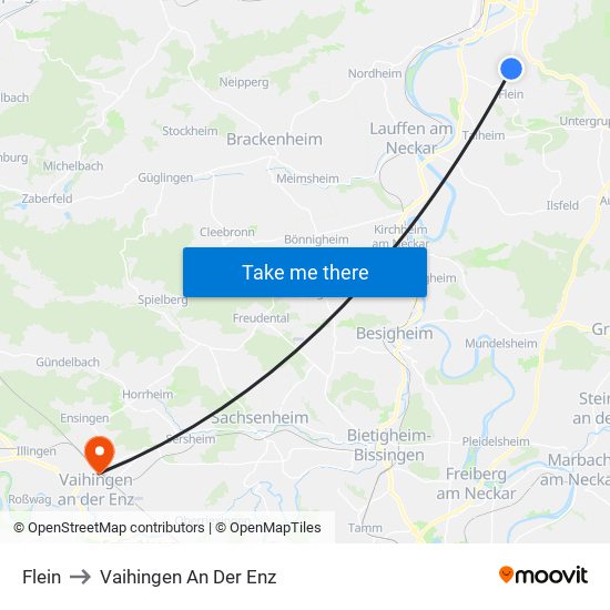 Flein to Vaihingen An Der Enz map