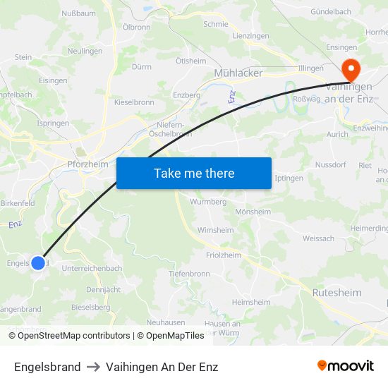 Engelsbrand to Vaihingen An Der Enz map