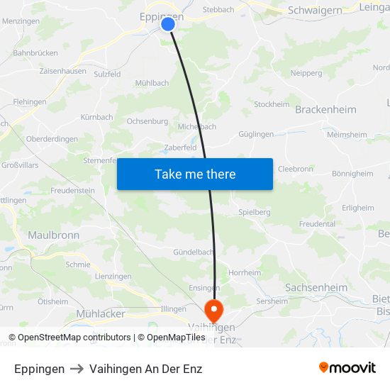 Eppingen to Vaihingen An Der Enz map