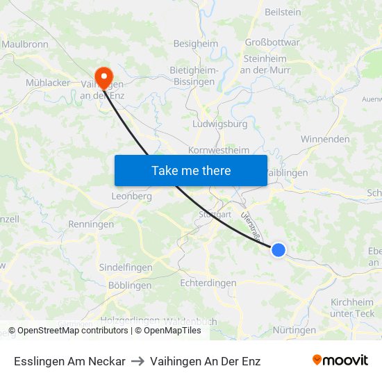 Esslingen Am Neckar to Vaihingen An Der Enz map