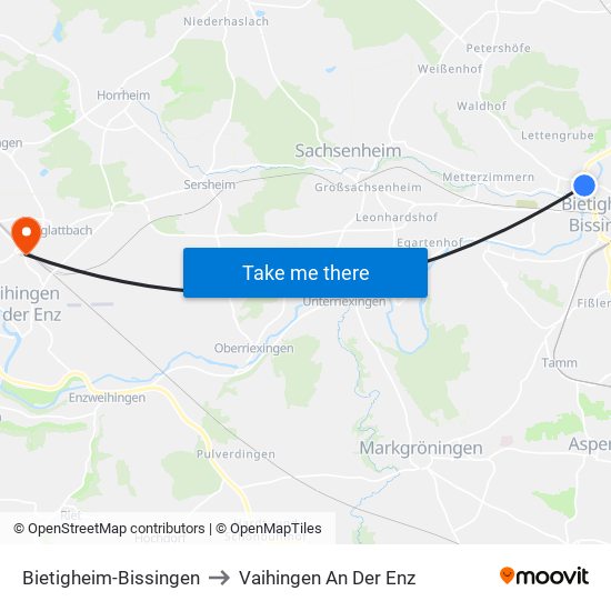 Bietigheim-Bissingen to Vaihingen An Der Enz map