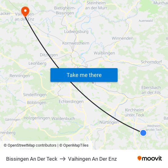 Bissingen An Der Teck to Vaihingen An Der Enz map