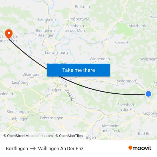 Börtlingen to Vaihingen An Der Enz map