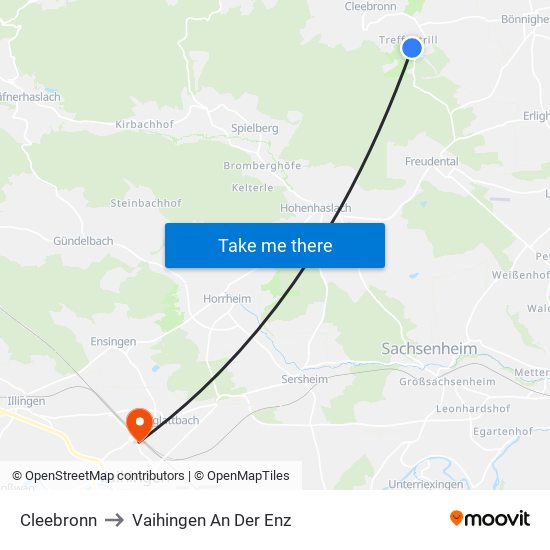 Cleebronn to Vaihingen An Der Enz map