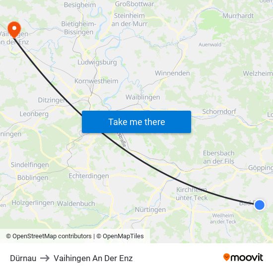 Dürnau to Vaihingen An Der Enz map