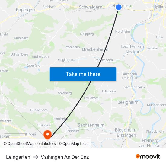 Leingarten to Vaihingen An Der Enz map