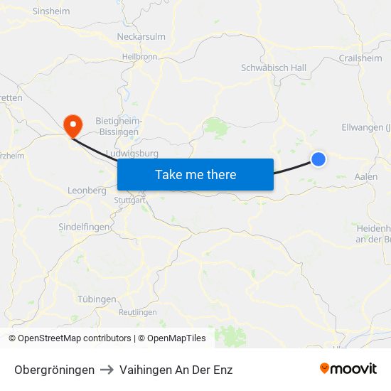 Obergröningen to Vaihingen An Der Enz map