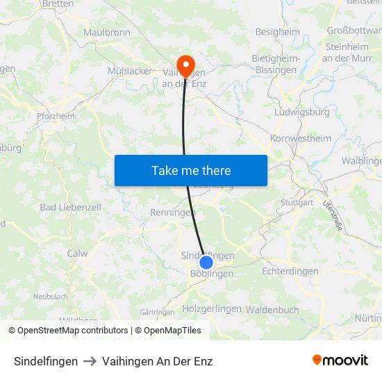 Sindelfingen to Vaihingen An Der Enz map