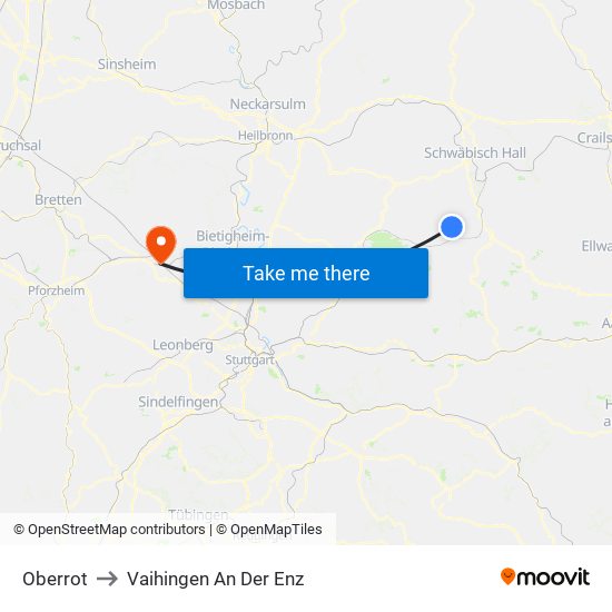 Oberrot to Vaihingen An Der Enz map