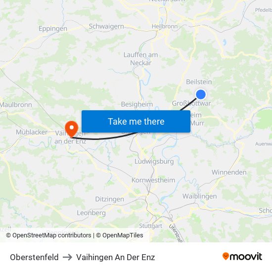 Oberstenfeld to Vaihingen An Der Enz map